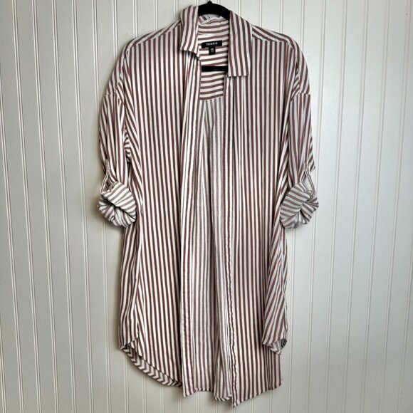 Torrid mauve stripe open front shirt kimono 3/4 sleeve size medium/large A34 - Picture 1 of 4